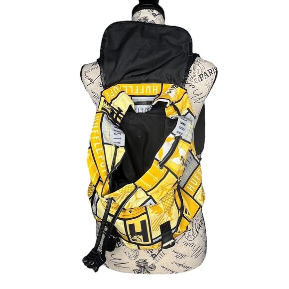 Harry Potter Hufflepuff House Block Pattern Knapsack Backpack Adjustable Straps - Picture 3 of 10